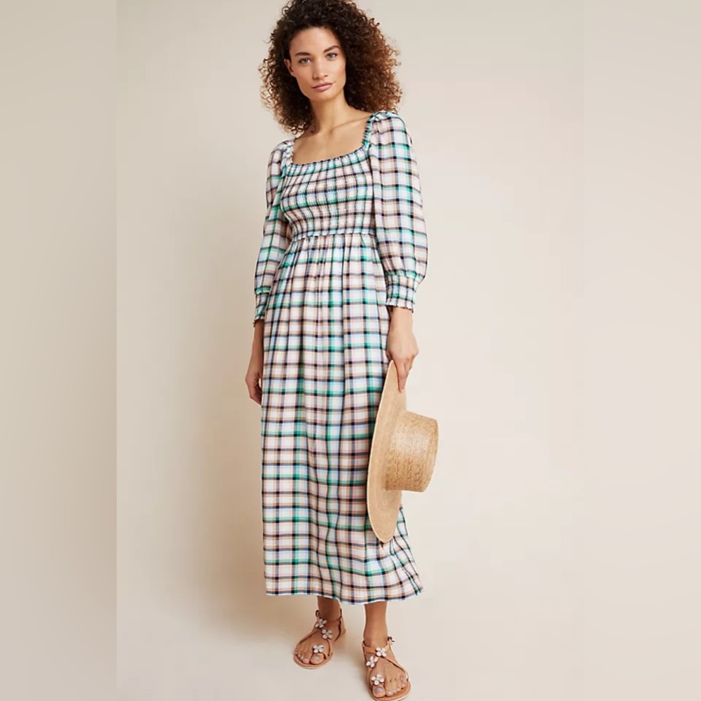 ✨ Anthropologie Cerie Smocked Midi Dress Sz M